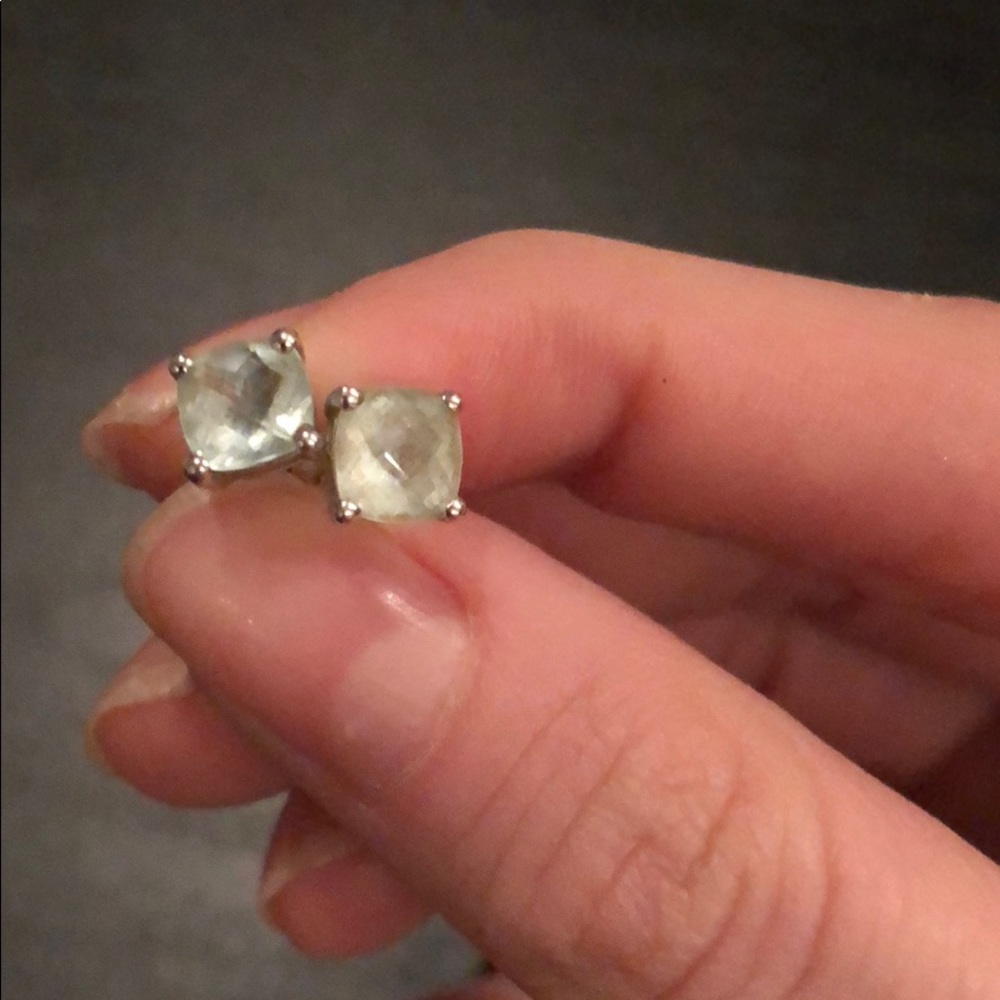 Aquamarine earrings set in 10K gold.